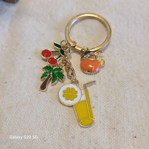 Summer Keychain Purse Charm Tropical Fruit Drink‎ Cute Bag Accessory NEW